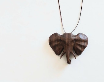 Elephant necklace wooden pendant wood jewelry Christmas gift