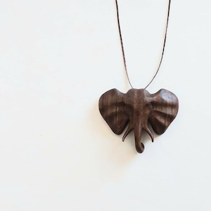 Elephant necklace wooden pendant wood jewelry Christmas gift image 1