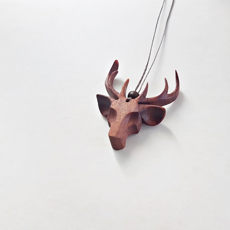 Deer antlers wooden necklace stag elk jewelry wood viking Christmas gift image 4