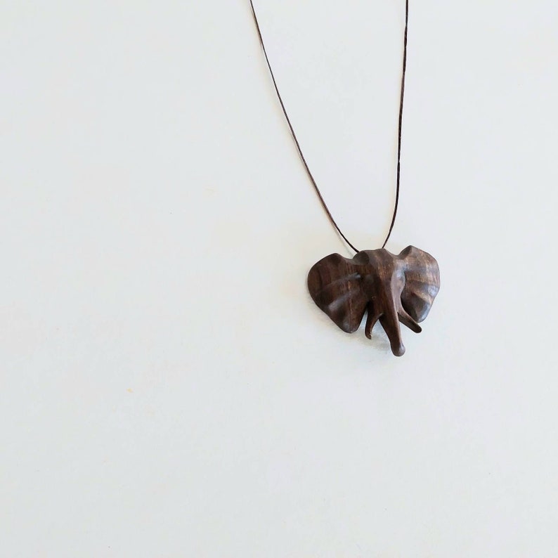 Elephant necklace wooden pendant wood jewelry Christmas gift image 4