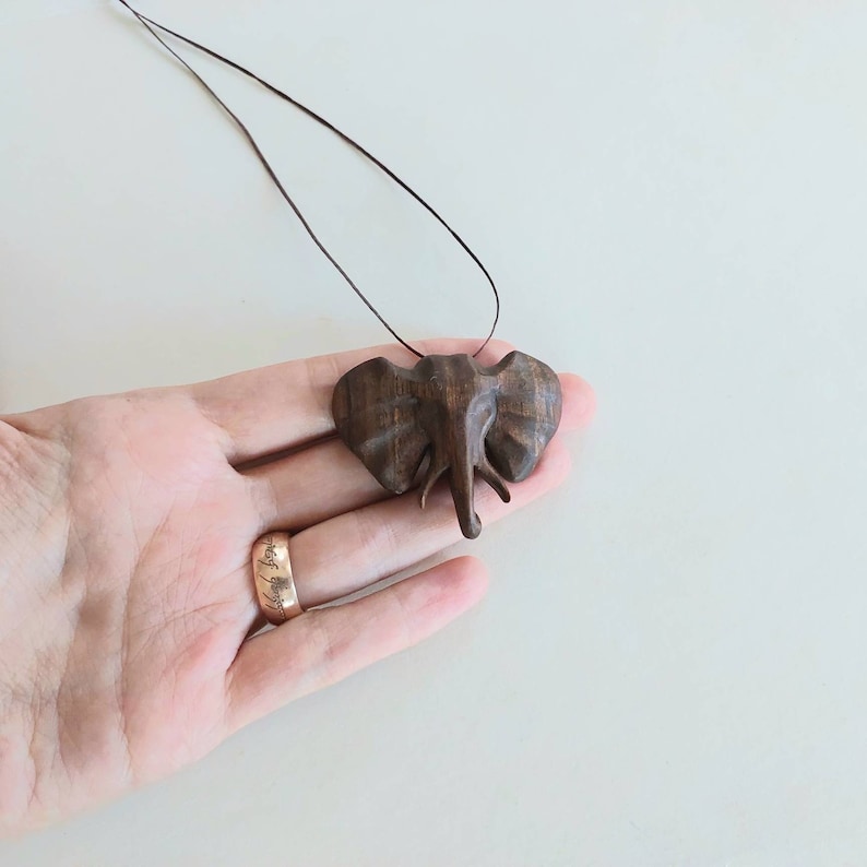 Elephant necklace wooden pendant wood jewelry Christmas gift image 5