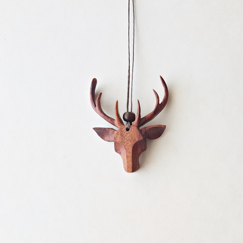 Deer antlers wooden necklace stag elk jewelry wood viking Christmas gift image 6