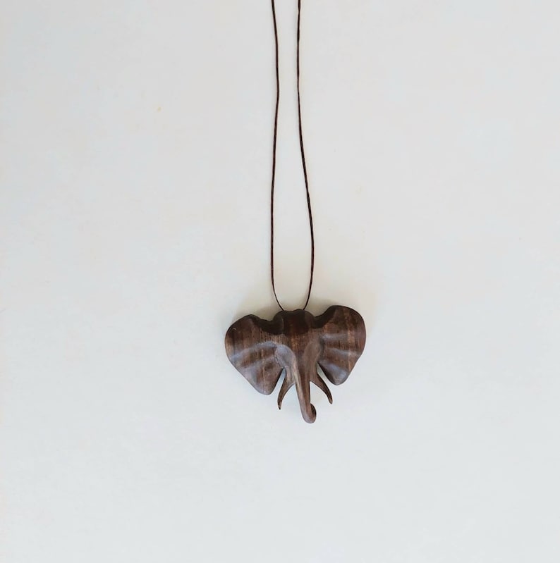 Elephant necklace wooden pendant wood jewelry Christmas gift image 3