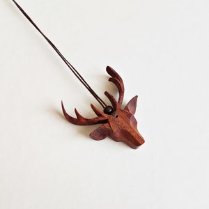 Deer antlers wooden necklace stag elk jewelry wood viking Christmas gift image 8
