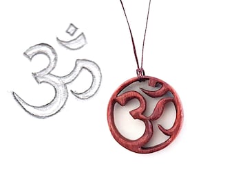 Wooden om necklace aum ohm wood pendant nature yoga jewelry Christmas gifts