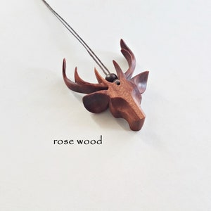 Deer antlers wooden necklace stag elk jewelry wood viking Christmas gift rose