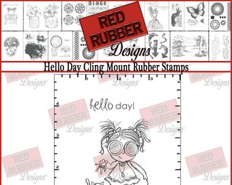 Hello Day Cling Mount Rubber Stamps