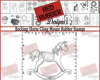 Rocking Horse Cling Mount Rubber Stamp