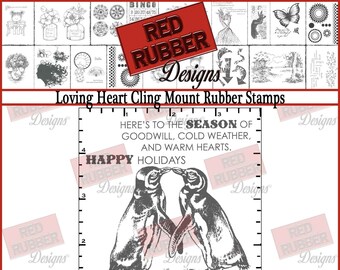 Loving Heart Cling Mount Rubber Stamps