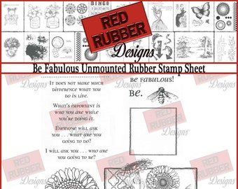 Bee Fabulous Unmounted Rubber Stamp Sheet