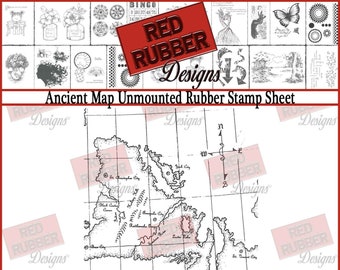 Ancient Map Unmounted Rubber Stamp Sheet