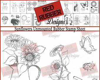 Sunflowers Unmounted Rubber Stamp Sheet