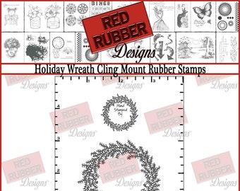 Holiday Wreath Cling Mount Rubber Stamps