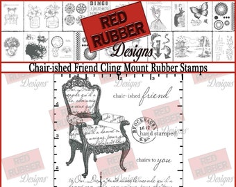 Chair-ished Friend Cling Mount Rubber Stamps