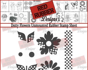 Dotty Flowers Unmounted Rubber Stamp Sheet