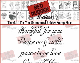 Thankful For You Unmounted Rubber Stamp Sheet