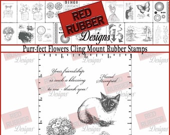 Purr-fect Flowers Cling Mount Rubber Stamps