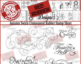 Autumn Swirls Unmounted Rubber Stamp Sheet