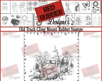 Old Truck Cling Mount Rubber Stamp