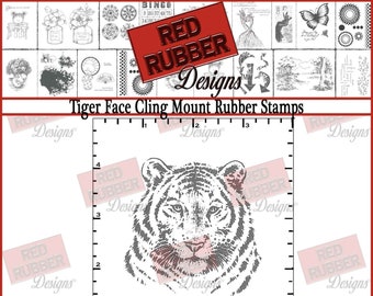 Tiger Face Cling Mount Rubber Stamps