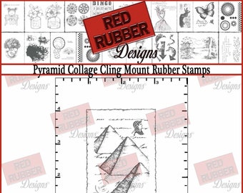 Pyramid Collage Cling Mount Rubber Stamp