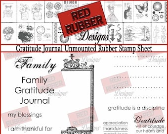 Gratitude Journal Unmounted Rubber Stamp Sheet