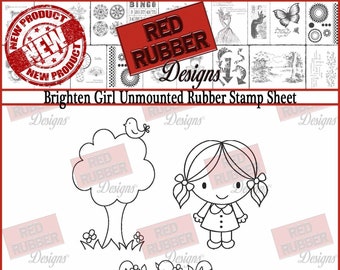 Brighten Girl Unmounted Rubber Stamp Sheet