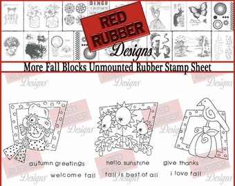 More Fall Blocks Retro Unmounted Rubber Stamp Sheet