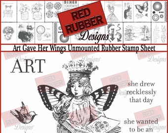 Art Gave Her Wings Unmounted Rubber Stamp Sheet