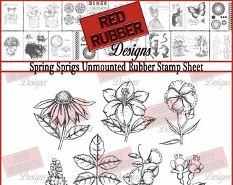 Spring Sprigs Unmounted Rubber Stamp Sheet