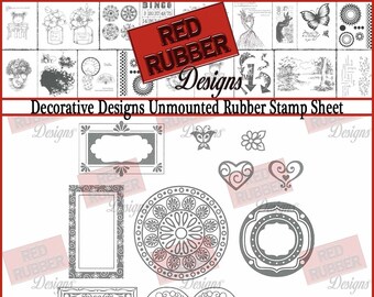 Decorative Designs Unmounted Rubber Stamp Sheet