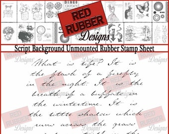 Script Background Unmounted Rubber Stamp Sheet