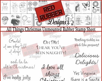 All Things Christmas Unmounted Rubber Stamp Sheet