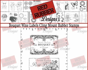 Bouquet Wine Labels Cling Mount Rubber Stamps