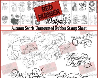 Autumn Swirls Unmounted Rubber Stamp Sheet