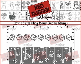 Flower Strips Cling Mount Rubber Stamps