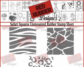 Safari Squares Unmounted Rubber Stamp Sheet