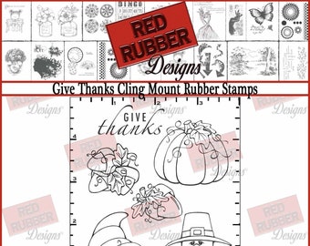 Give Thanks Cling Mount Rubber Stamps