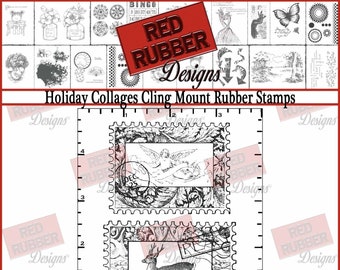 Holiday Collages Cling Mount Rubber Stamps