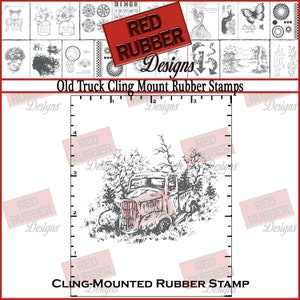 Old Truck Cling Mount Rubber Stamp image 1