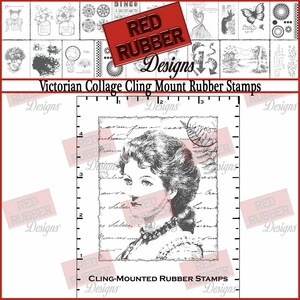 Victorian Collage Cling Mount Rubber Stamp image 1