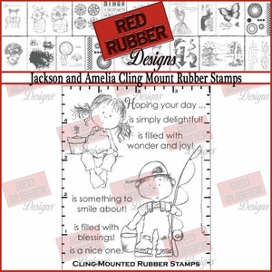 Jackson and Amelia Cling Mount Rubber Stamps image 1