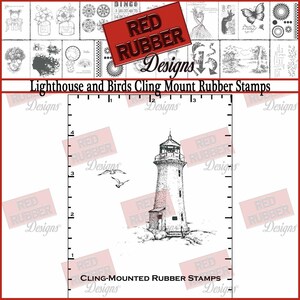 Lighthouse and Birds Cling Mount Rubber Stamps image 1