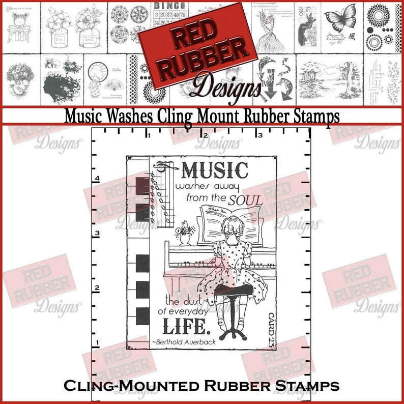 Music Washes Cling Mount Rubber Stamp imagen 1