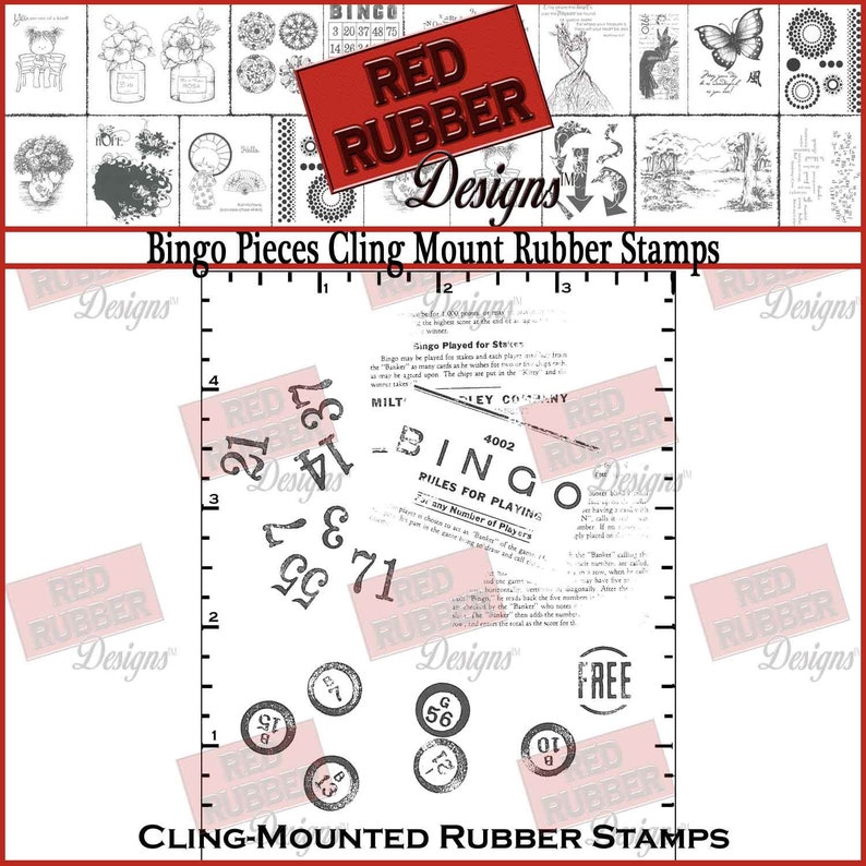 Bingo Pieces Cling Mount Rubber Stamps image 1