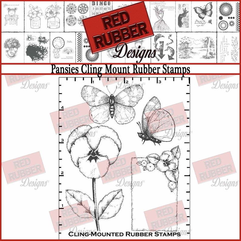 Pansies Cling Mount Rubber Stamps image 1