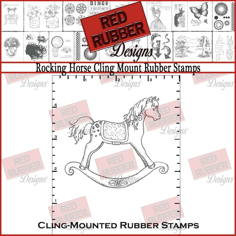 Rocking Horse Cling Mount Rubber Stamp image 1