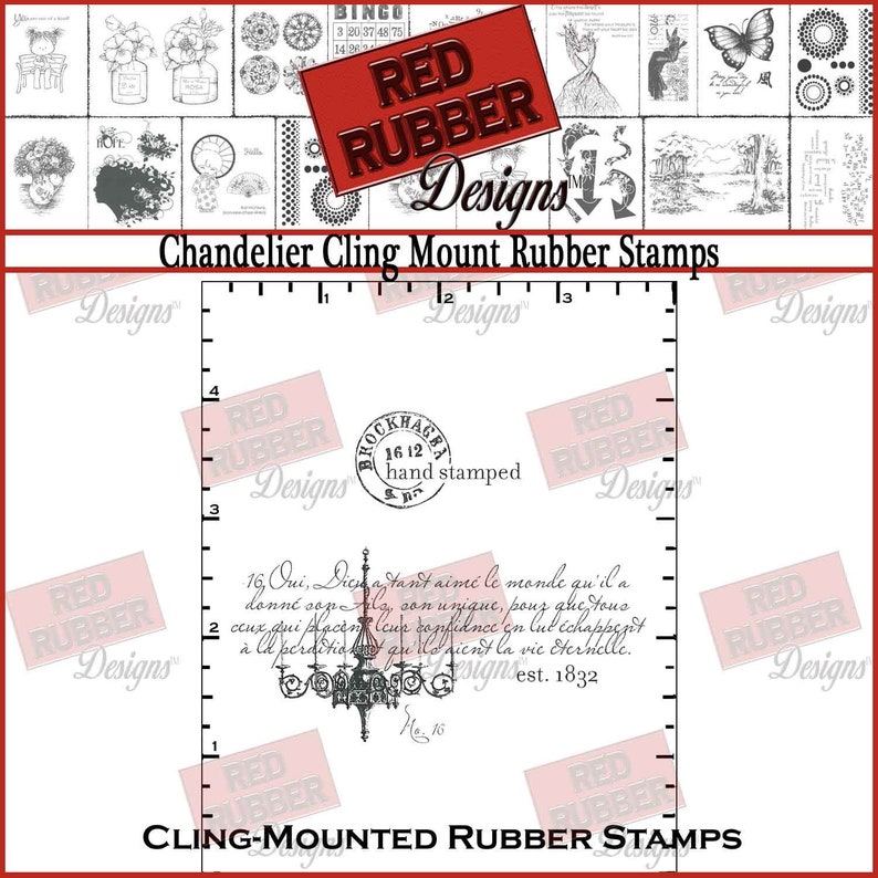 Chandelier Cling Mount Rubber Stamps image 1