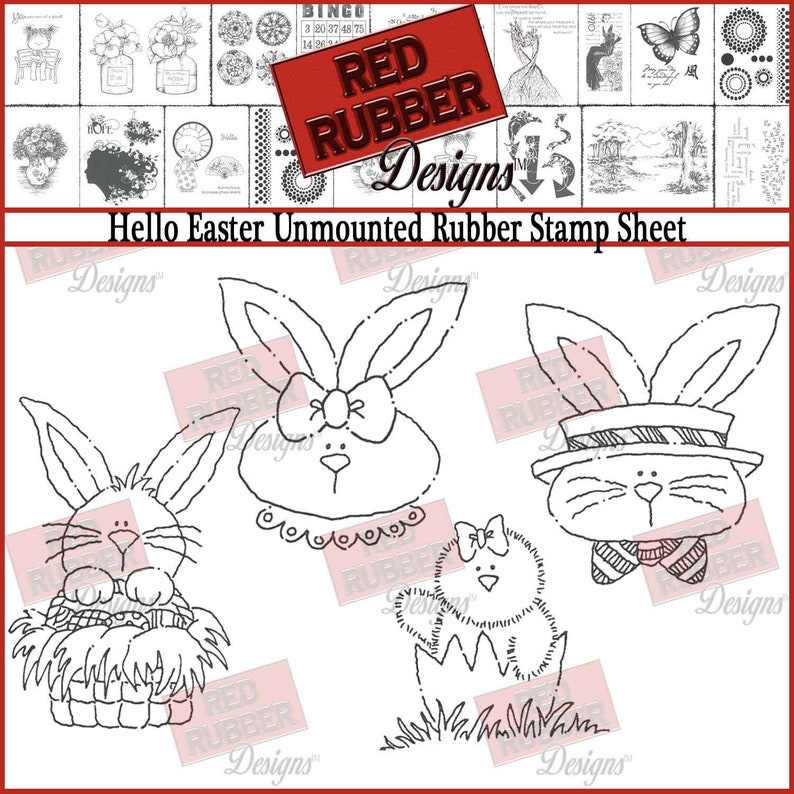 Hello Easter Unmounted Rubber Stamp Sheet image 1