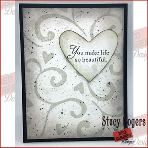 Swirly Heart Background Unmounted Rubber Stamp Sheet image 3